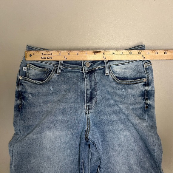 Judy Blue Straight Fit Jeans Womens 7/28 Blue Cutoff Denim High Rise V Front - Picture 9 of 11